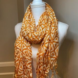 Prestwick Bamboo Weave Scarf Orange, Spartina 449